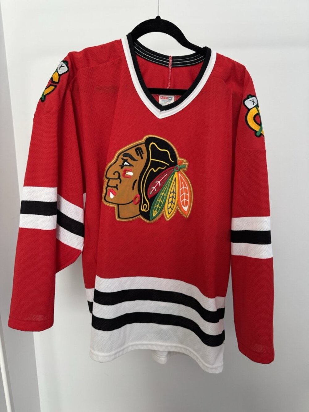 Vintage CCM Chicago Blackhawks Jersey Men's Large Red NHL Rare